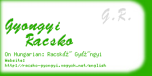 gyongyi racsko business card